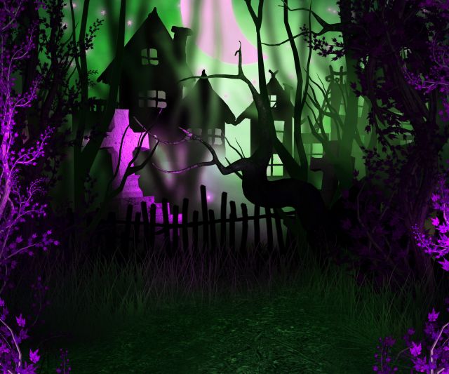 Halloween Backdop in greens and purples